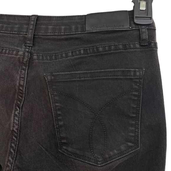 Calvin Klein SZ 28 Ankle Crop Skinny Jeans Mid-Rise Stretch Zip-Fly Black Wash - Picture 8 of 13